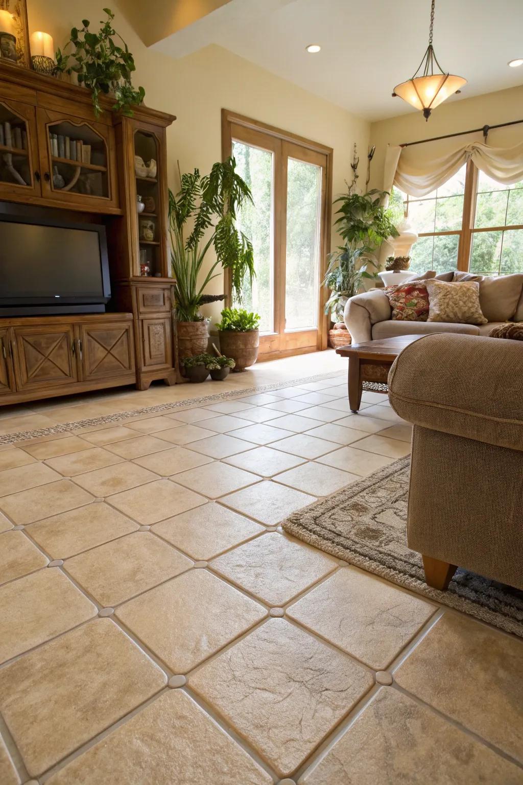 Choose environmentally-friendly tiles for a stylish transition.