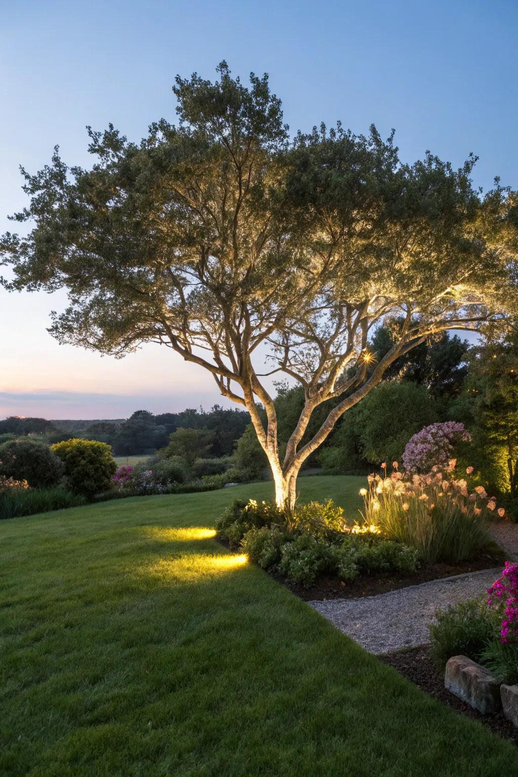 Nature-inspired lighting enhances garden serenity.