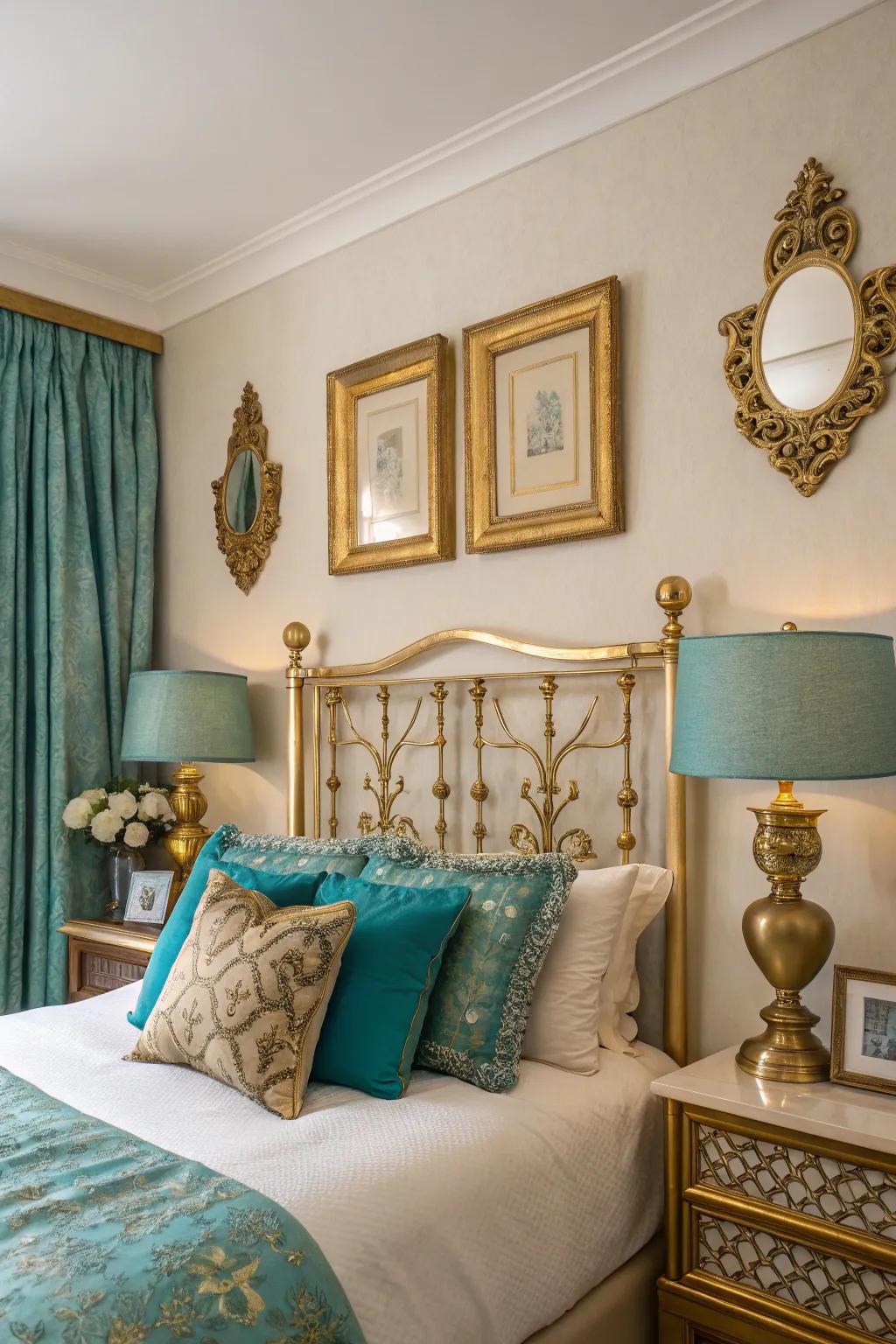Gilded accents add luxury and warmth.