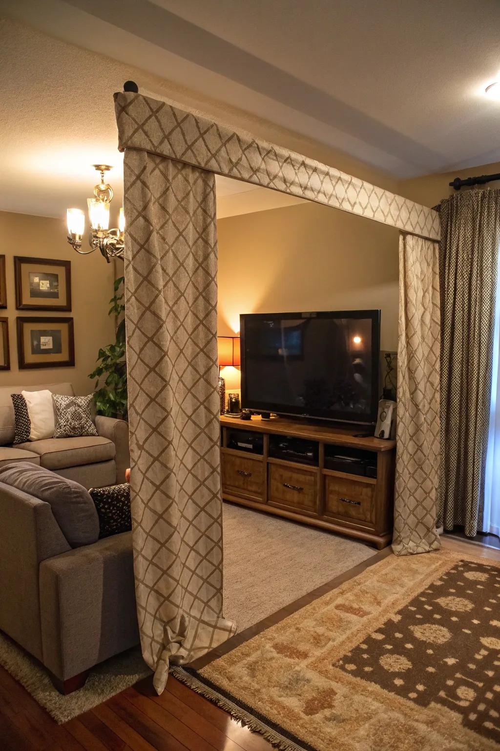 Introduce softness with a textured material surround for your TV.