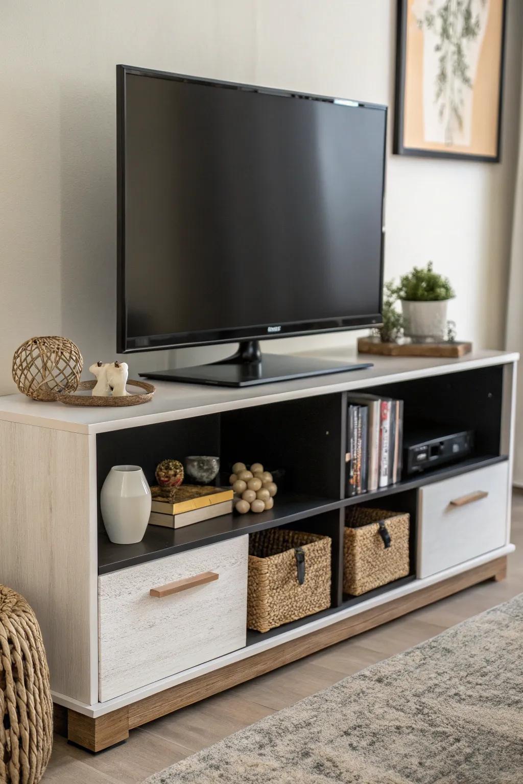 Suspended stands create an illusion of more area and contemporary elegance.