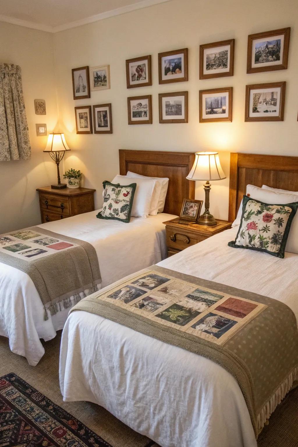 Personal touches bring warmth and character to twin bed setups.