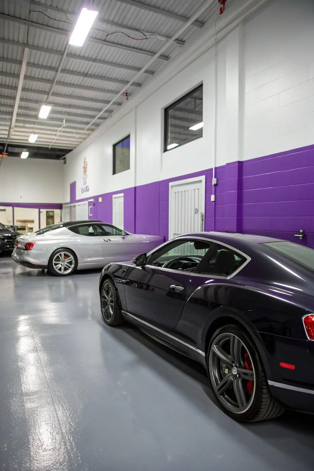 Purple and silver bring a touch of luxury to your garage.