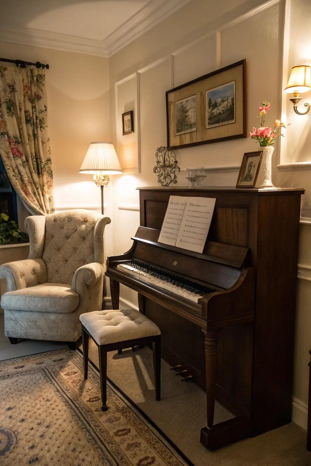 Create a comfortable nook ideal for personal music sessions.