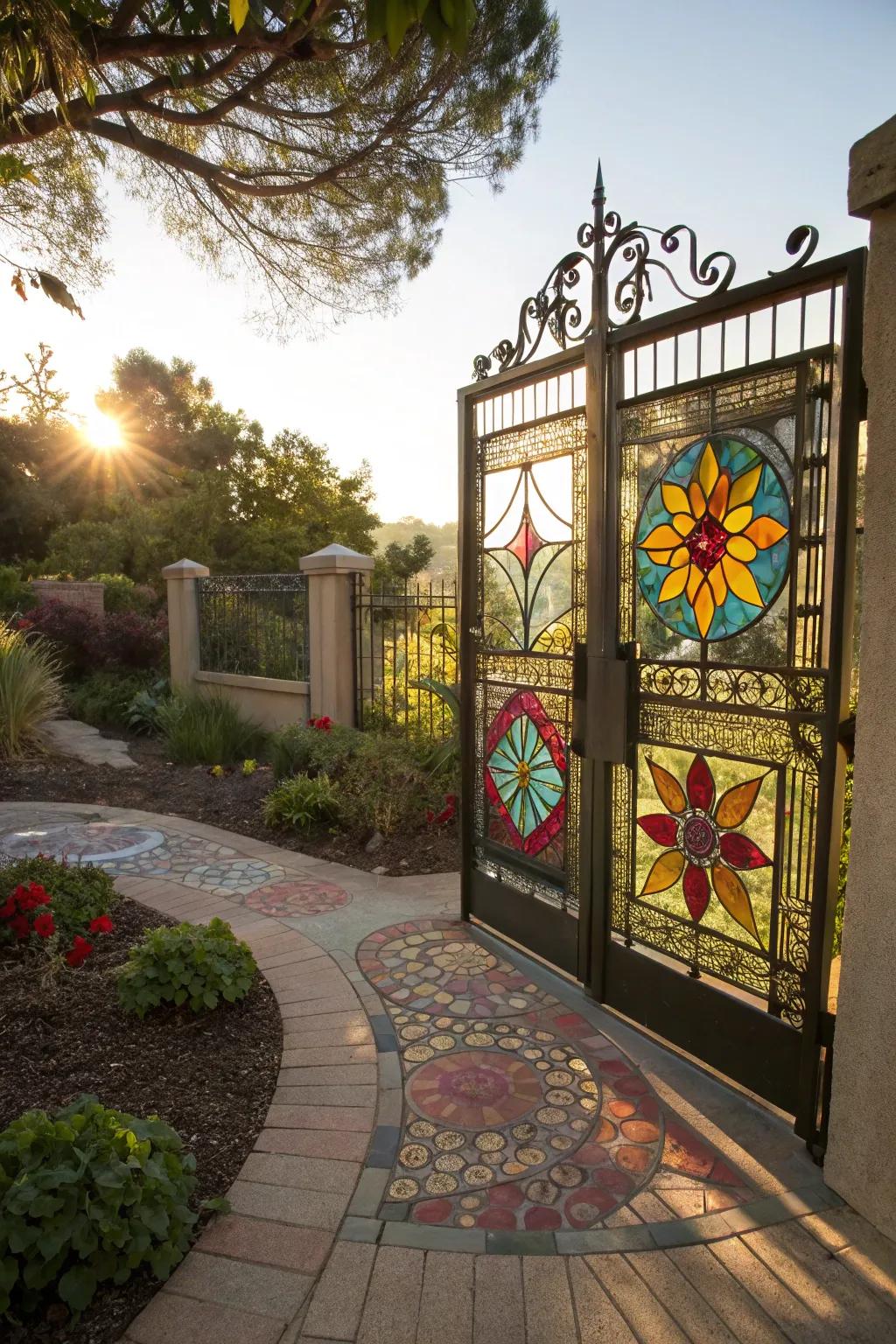 Glass panels adding a dash of color to the gateway.