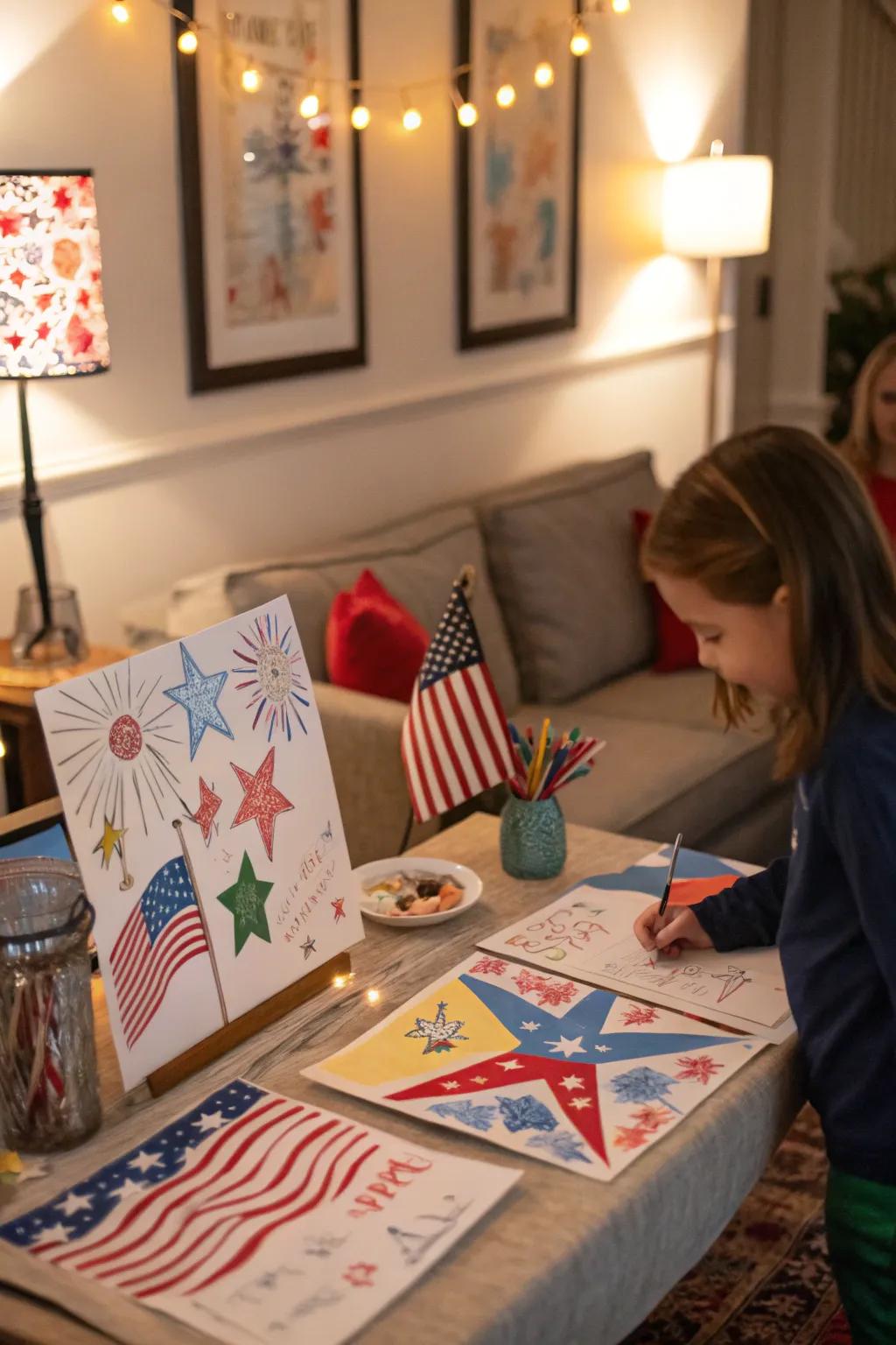 Children's artwork adding a personal touch.