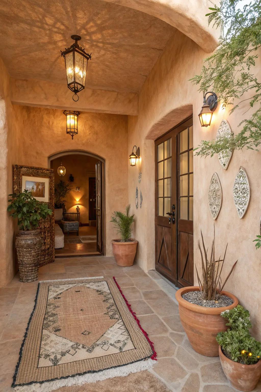 Earthy shades ground and warm spaces.