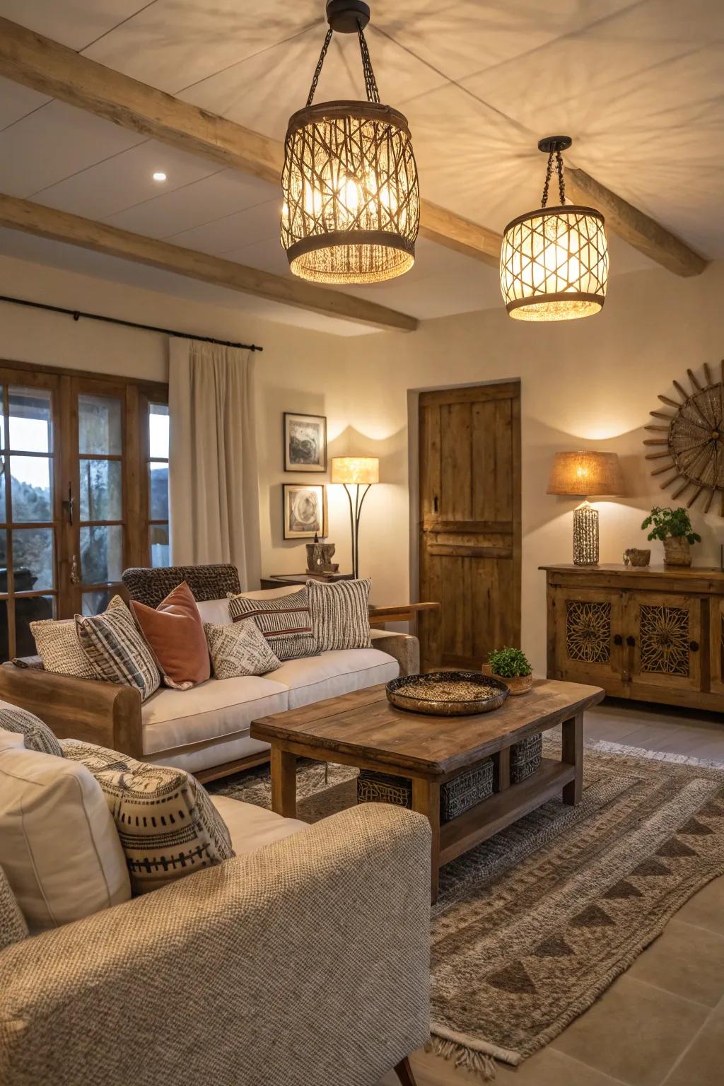 Statement lighting makes the room look better.