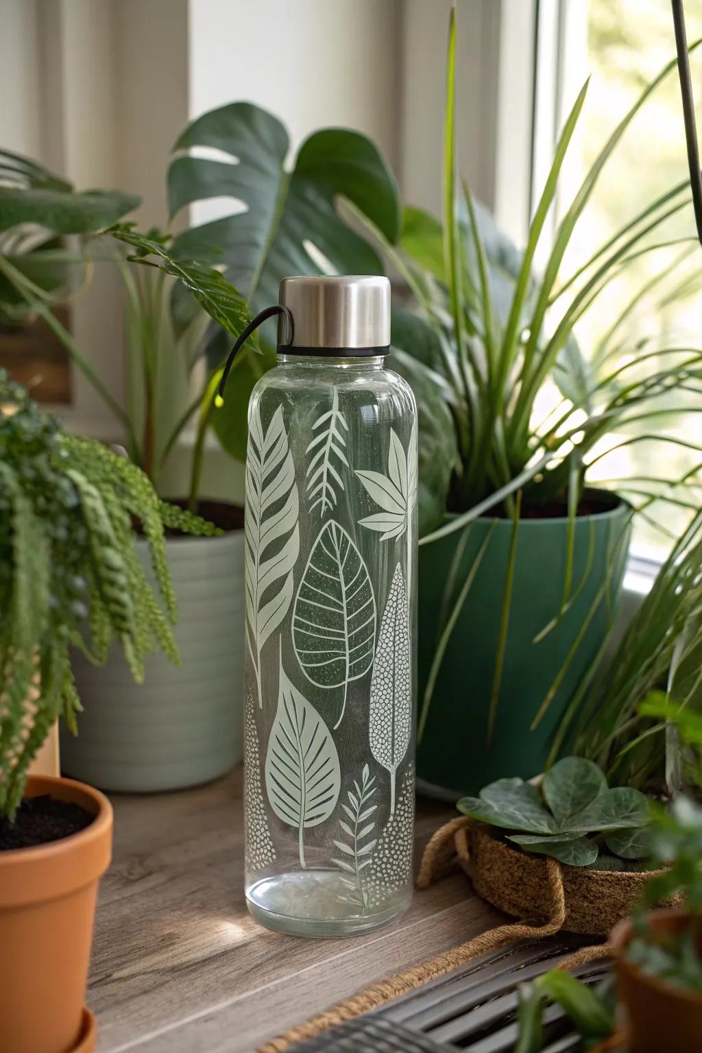 Nature-inspired hydration container aesthetics for a serene home atmosphere.
