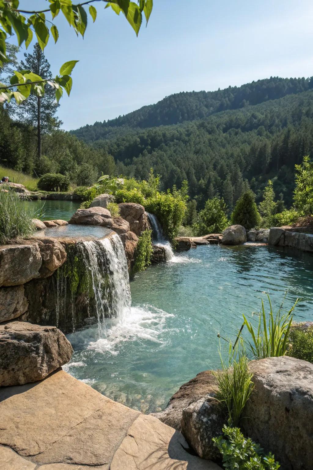 Build an organic pool fall for a refreshing retreat.