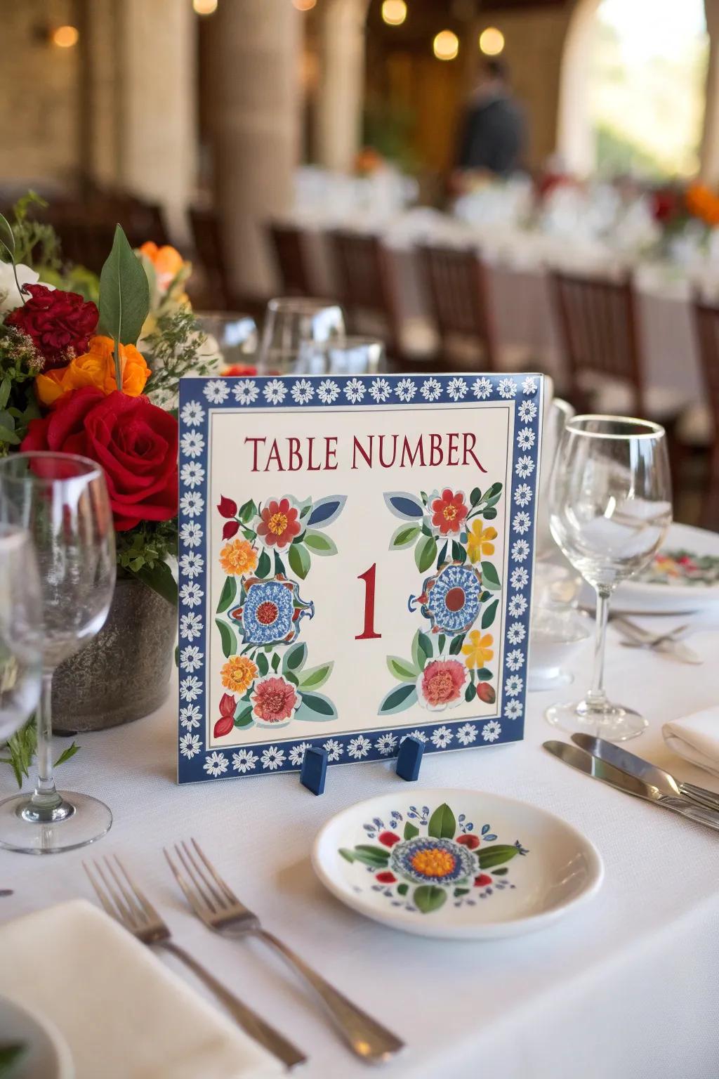Talavera pottery provides a vibrant and colorful highlight to your wedding tables.