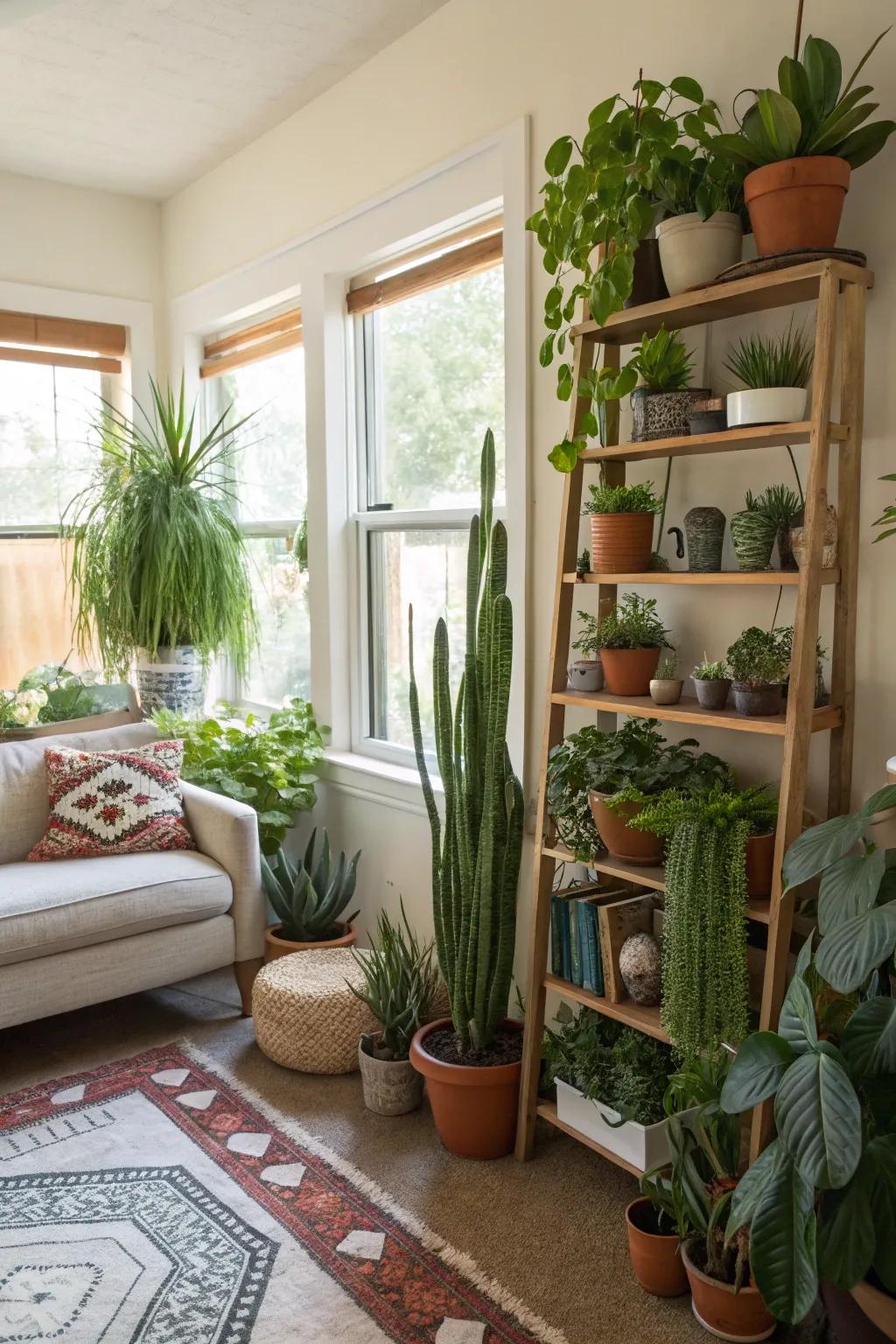 Greenery adds a vibrant, natural touch to your living room.