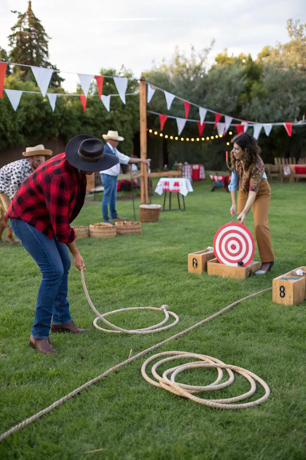 A DIY catch rope game is an engaging activity for all guests.