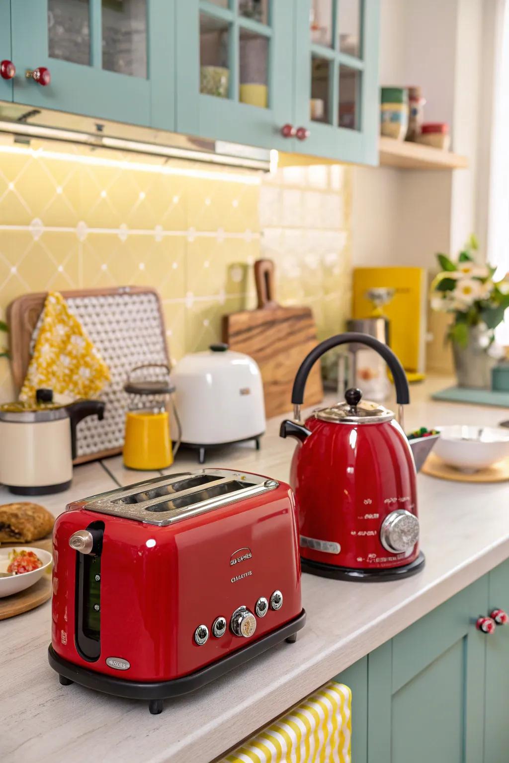 Vibrant appliances inject pops of happiness.