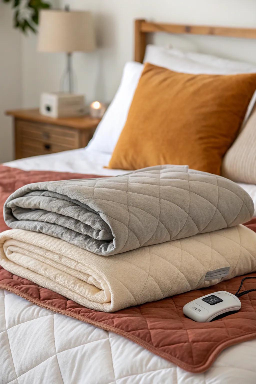 Stay warm with a warming blanket during chilly nights.