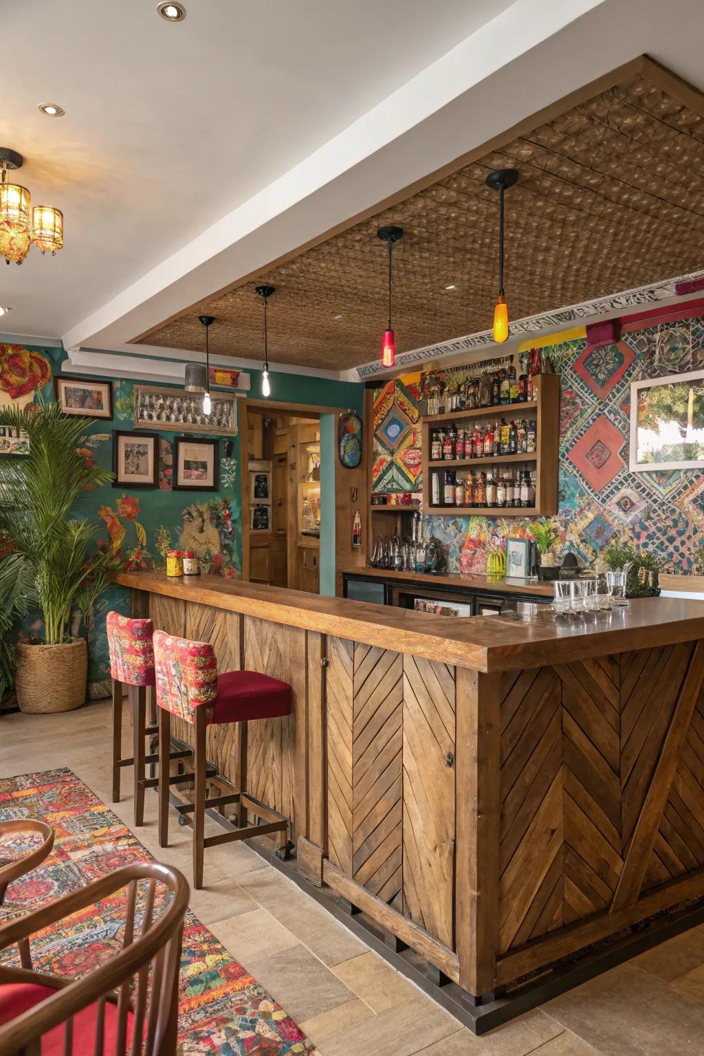 An diverse bar arrangement featuring an enjoyable mix of styles.