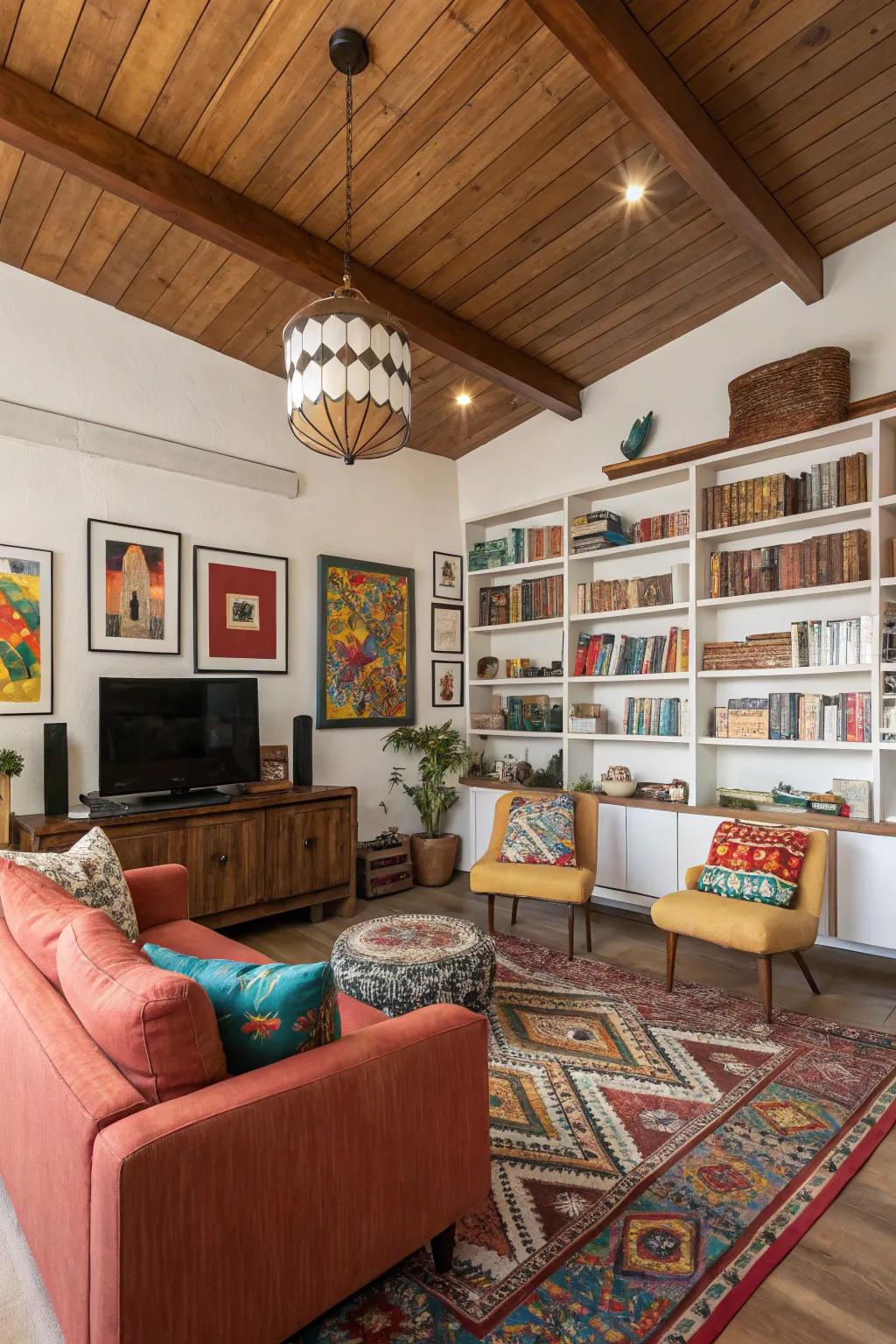 Blended wood hues incorporate dimension and personality.