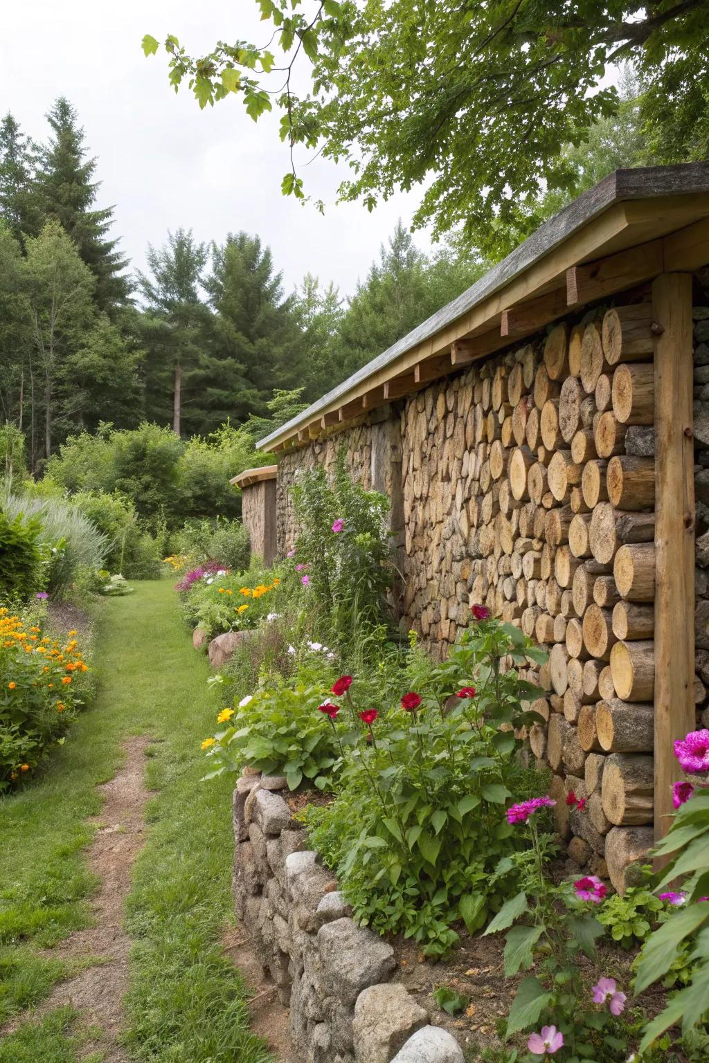 Conceal and embellish with creative stacked firewood walls.