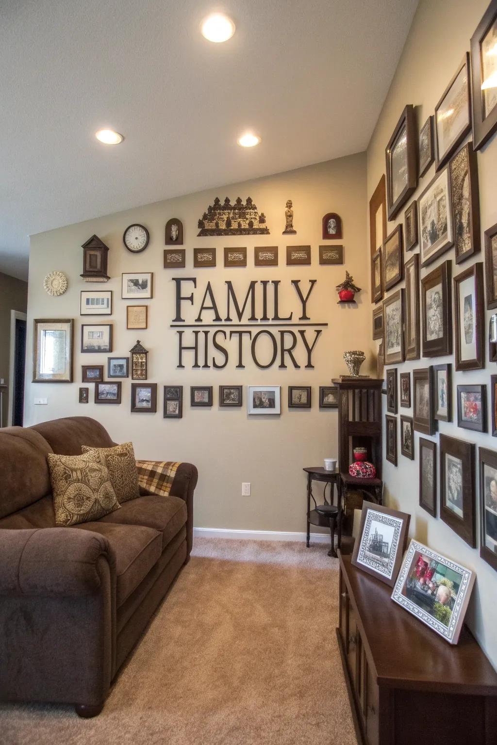 Celebrate heritage with a wall telling your family tales.