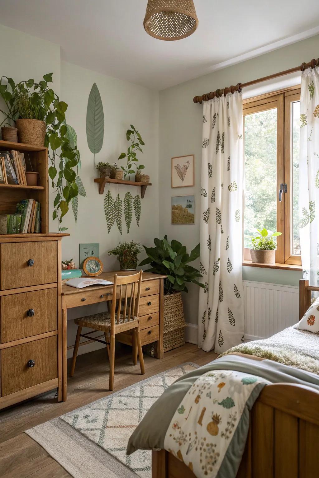 Nature-inspired decor brings a calming and organic feel to the space.