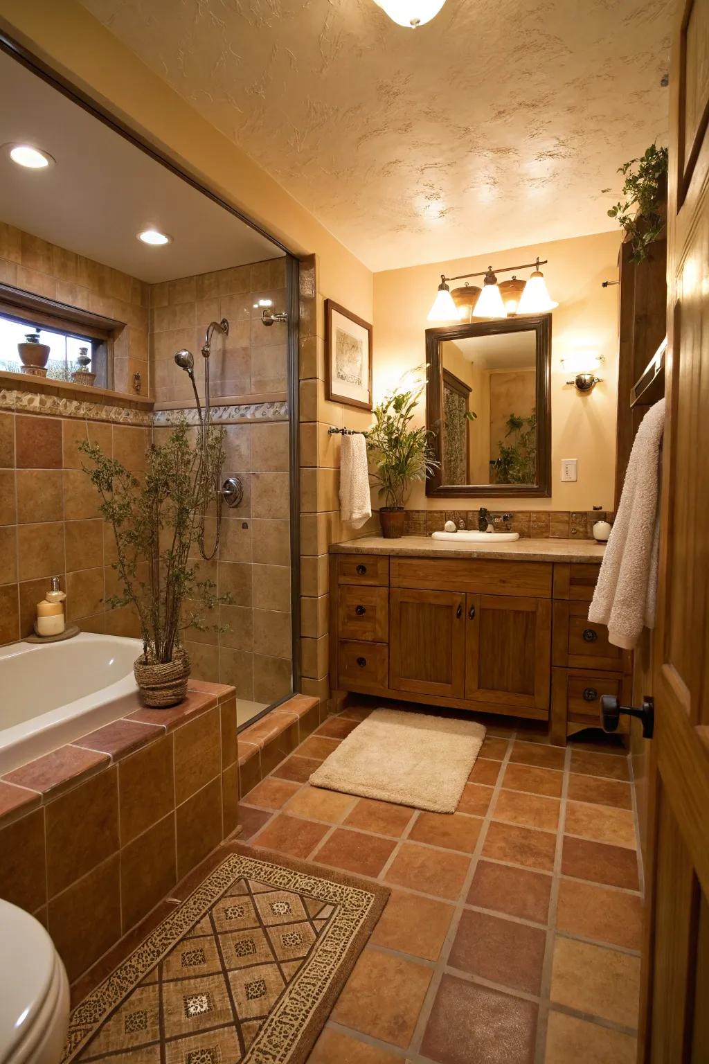 Cozy flooring improves luxurious character through your baths.