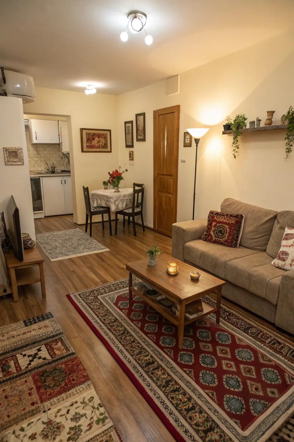 Rugs visually divide and organize your space.