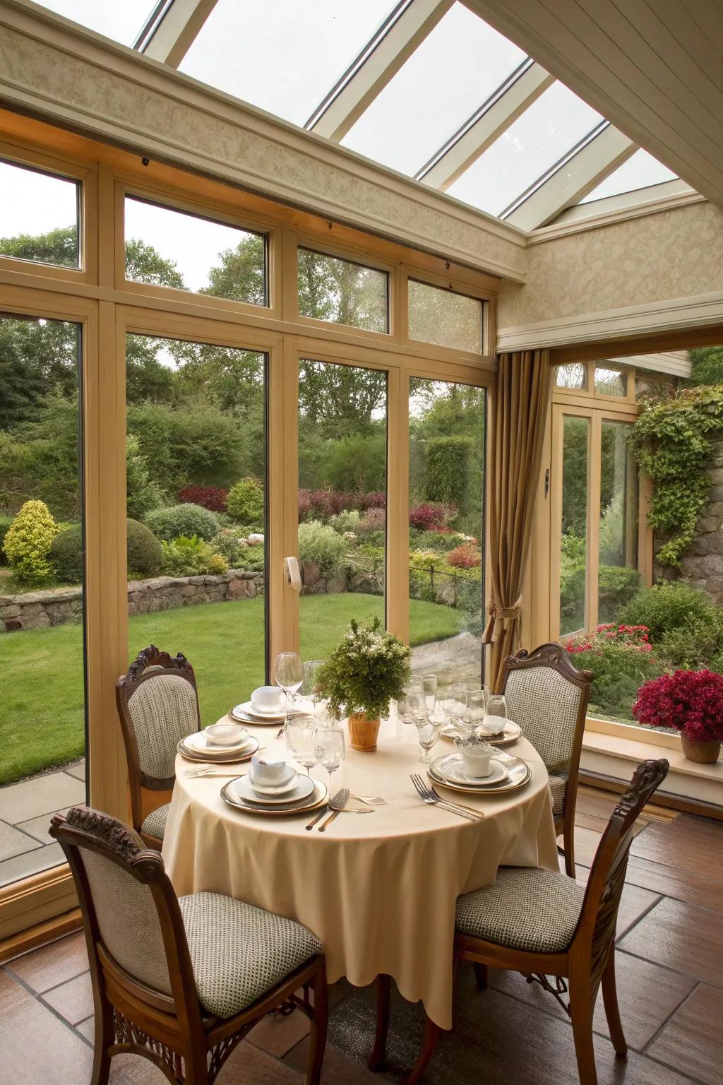 A dining space providing scenic views during meals.
