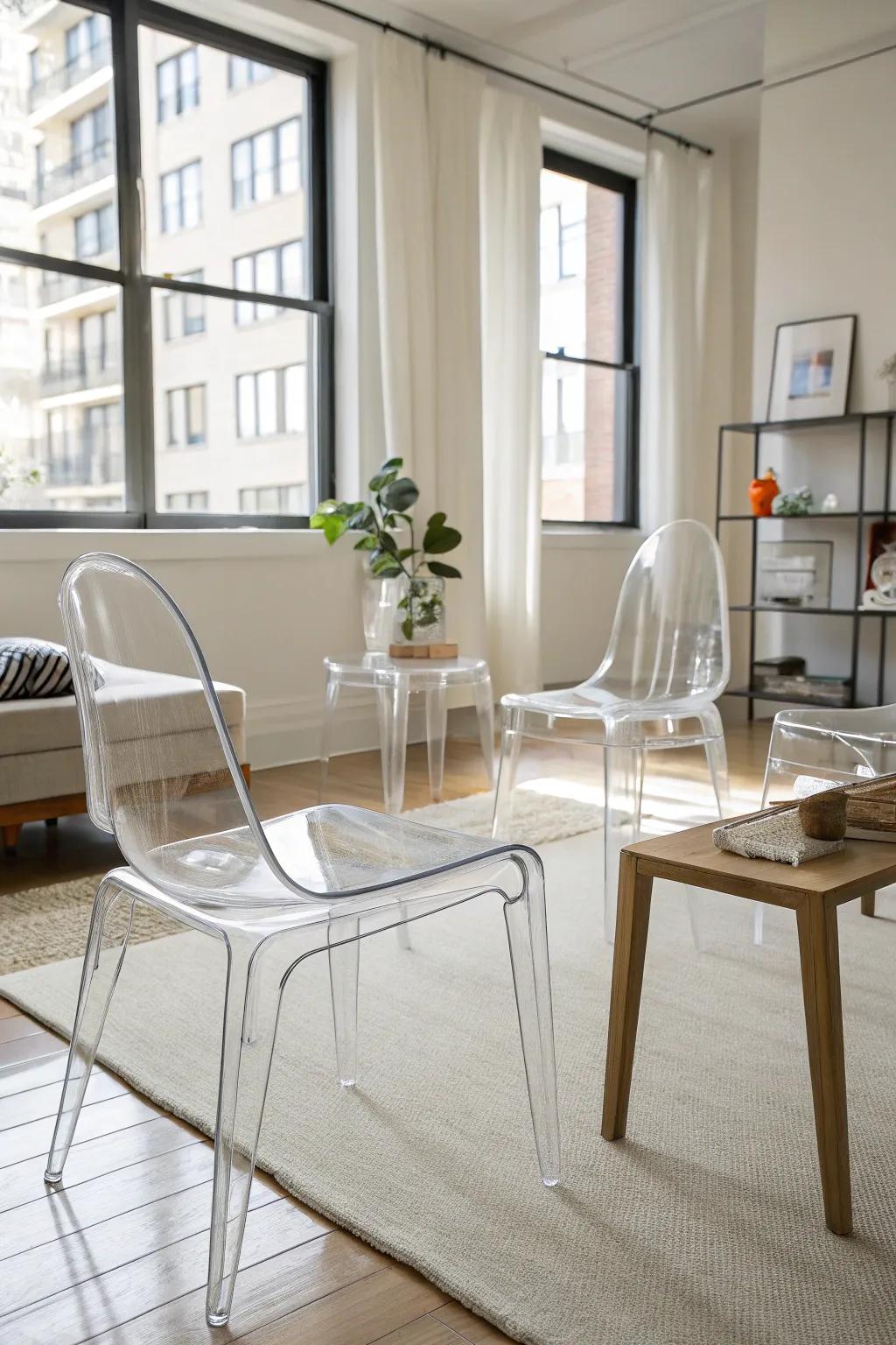 See-through pieces maintain an airy, uncluttered look