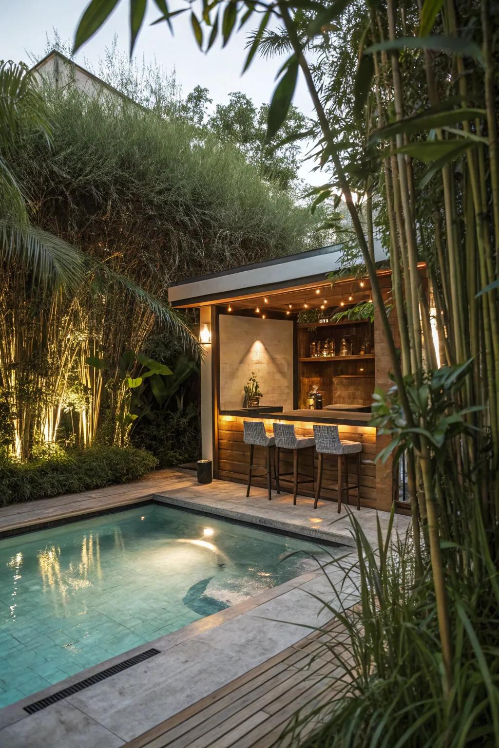 A secluded bar area provides a personal sanctuary for relaxation.