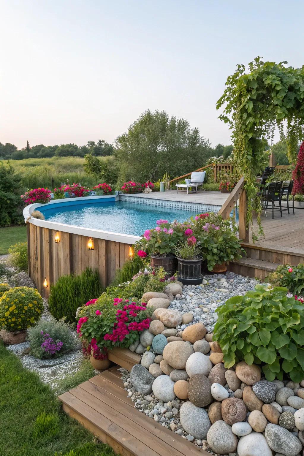 Elevate your swimming area deck through mindful landscaping.