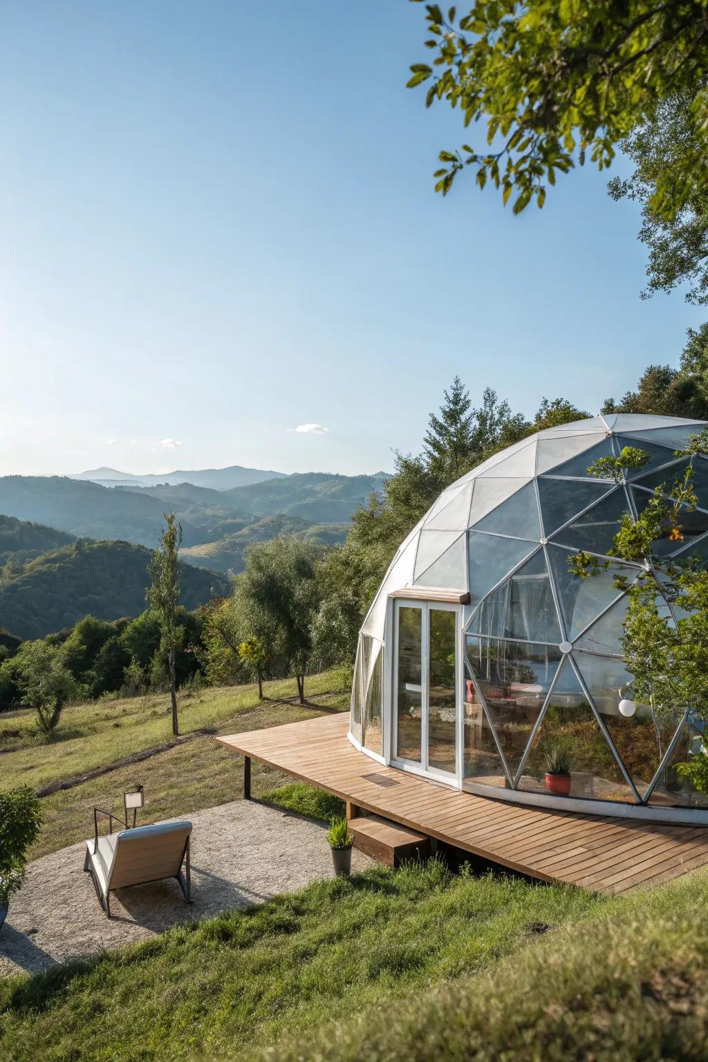 Explore geometric splendor within a geodesic dome.