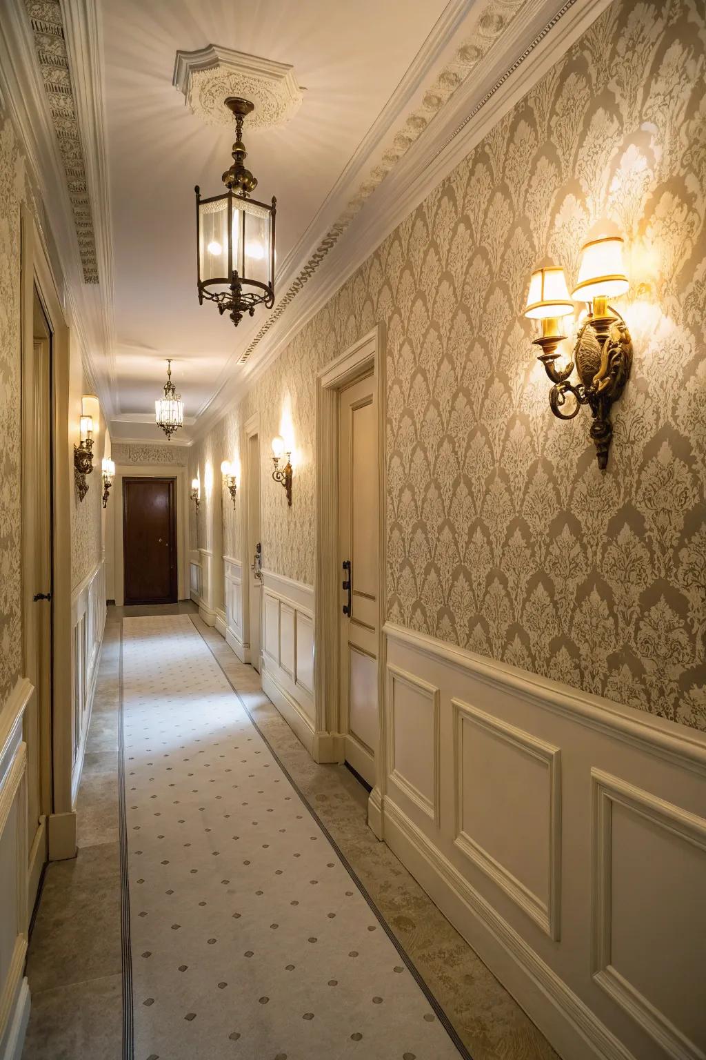 Heritage illumination elevates wall aesthetics.