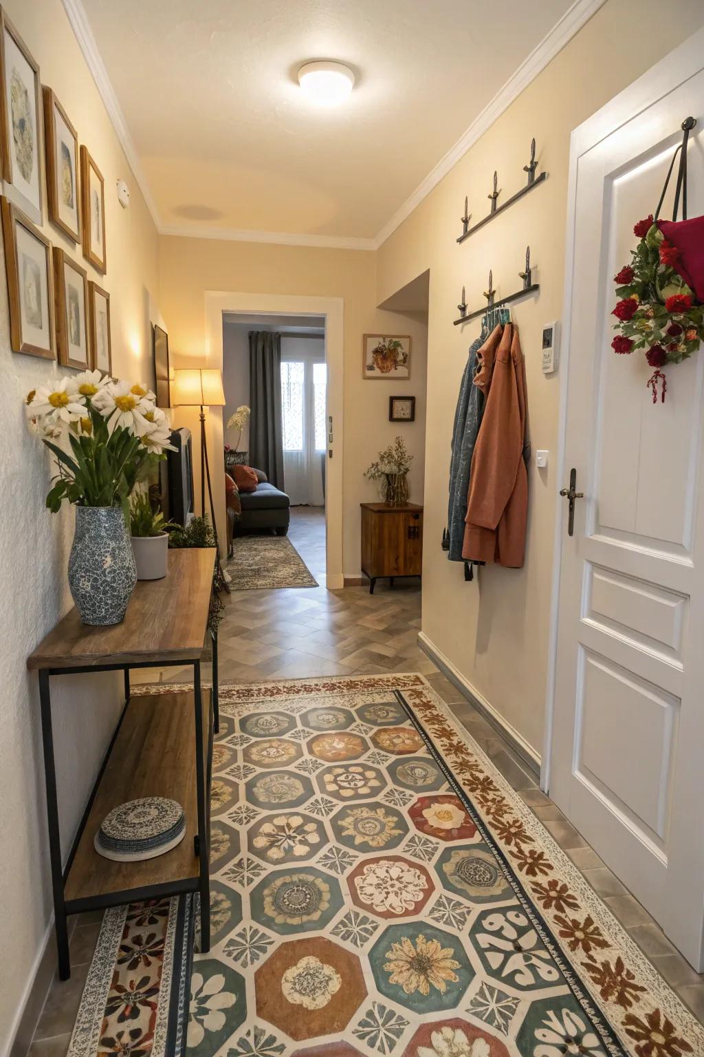 Floors turn into art with patterned ceramic tiles.