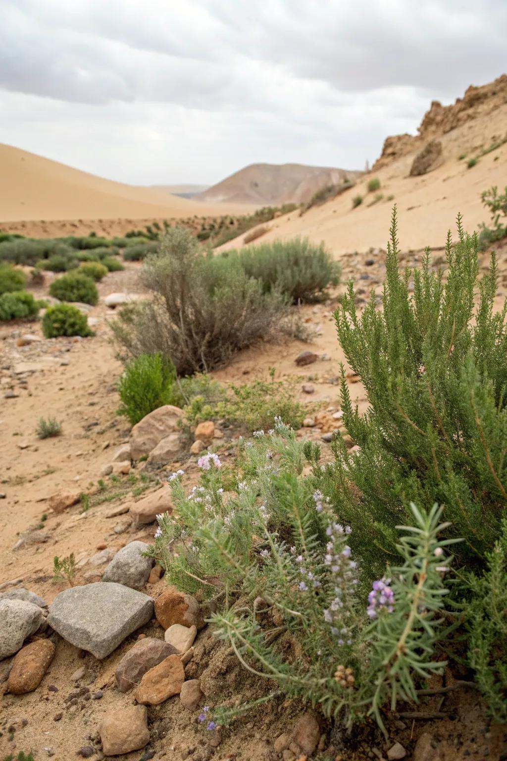 Herb garden contributing fragrance and utility to the landscape.