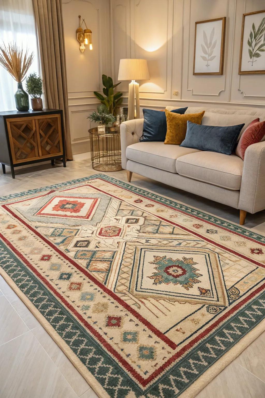 Sophisticated carpets anchoring the space with grace.