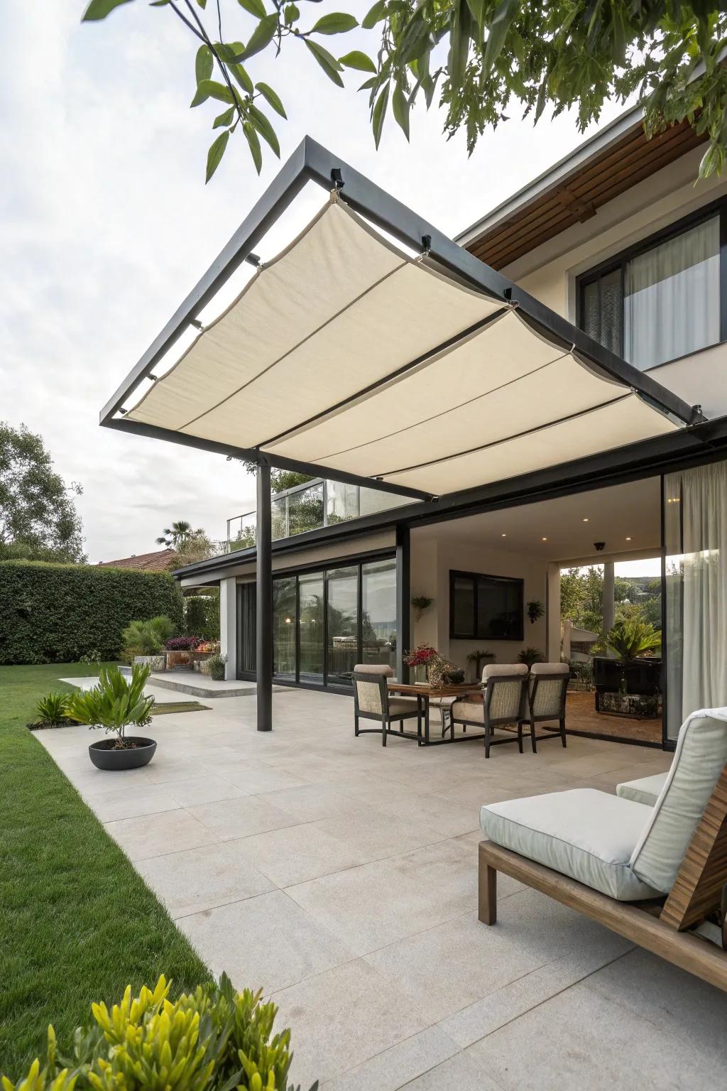 Maximize space with an overhanging covering.