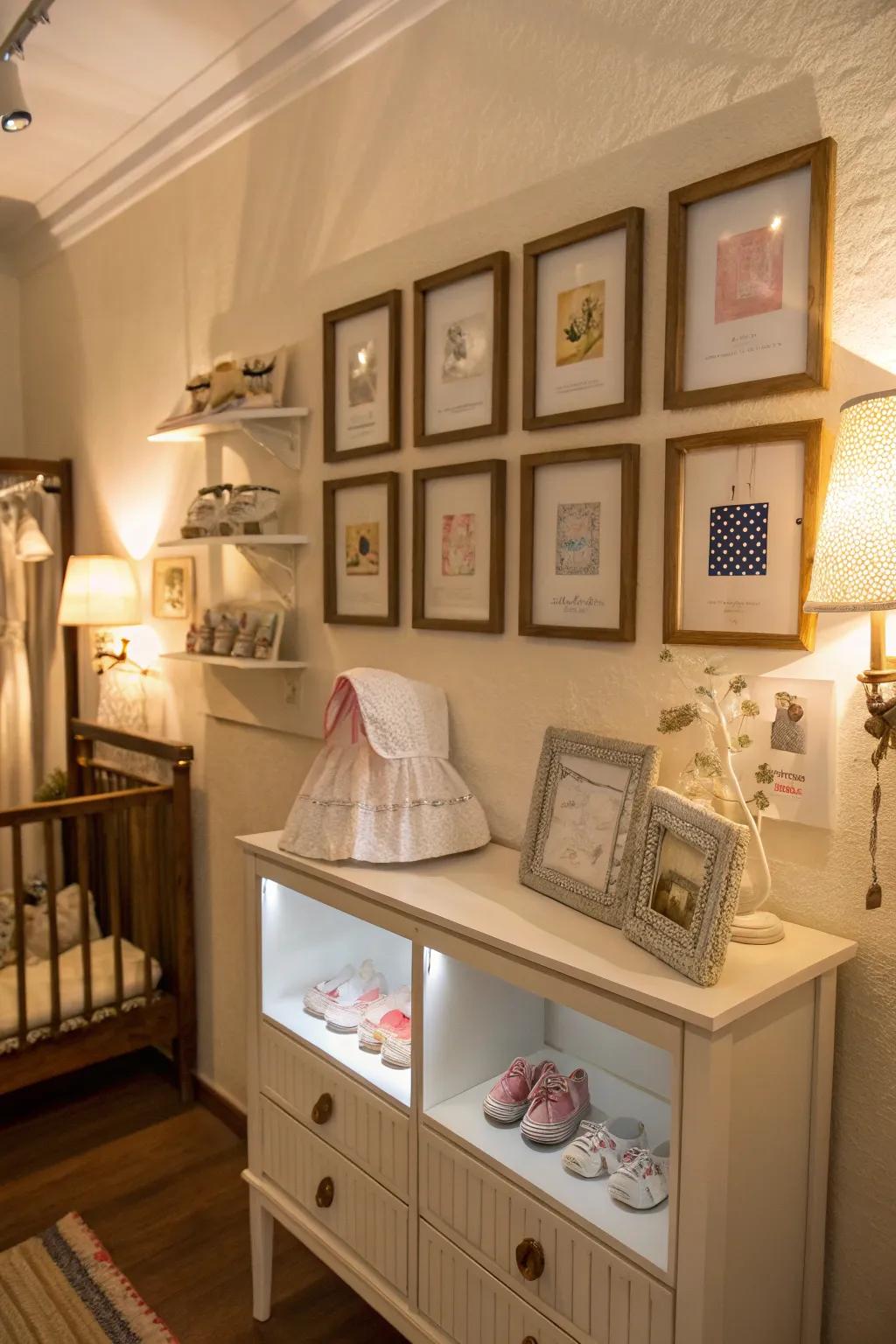 Display baby keepsakes beautifully with stylish shadow boxes.