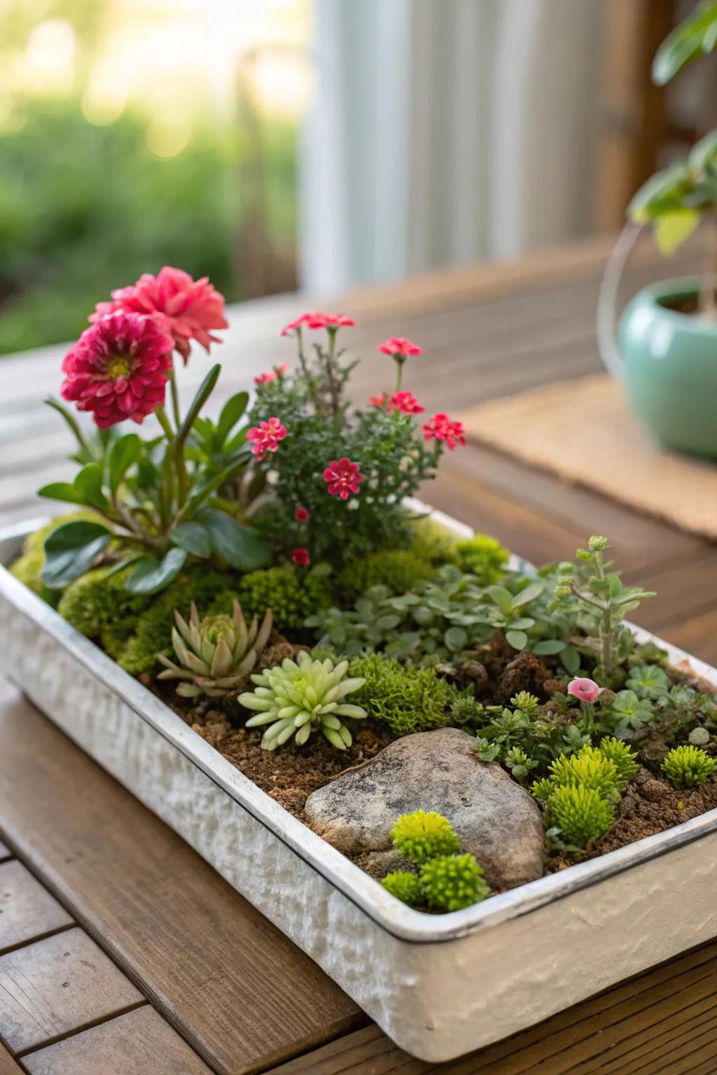 A charming pocket garden centerpiece