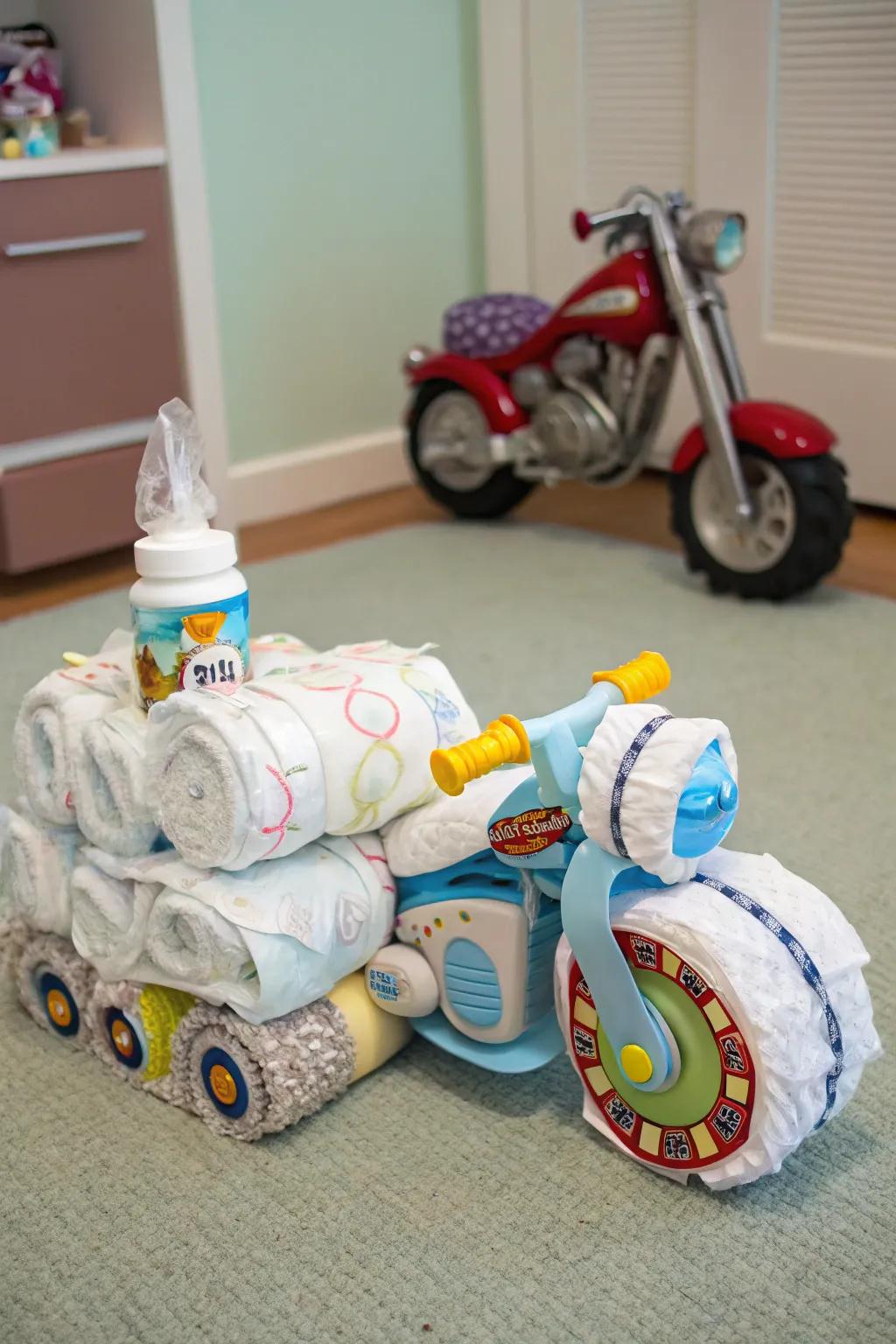 A remarkable diaper scooter for daring parents.