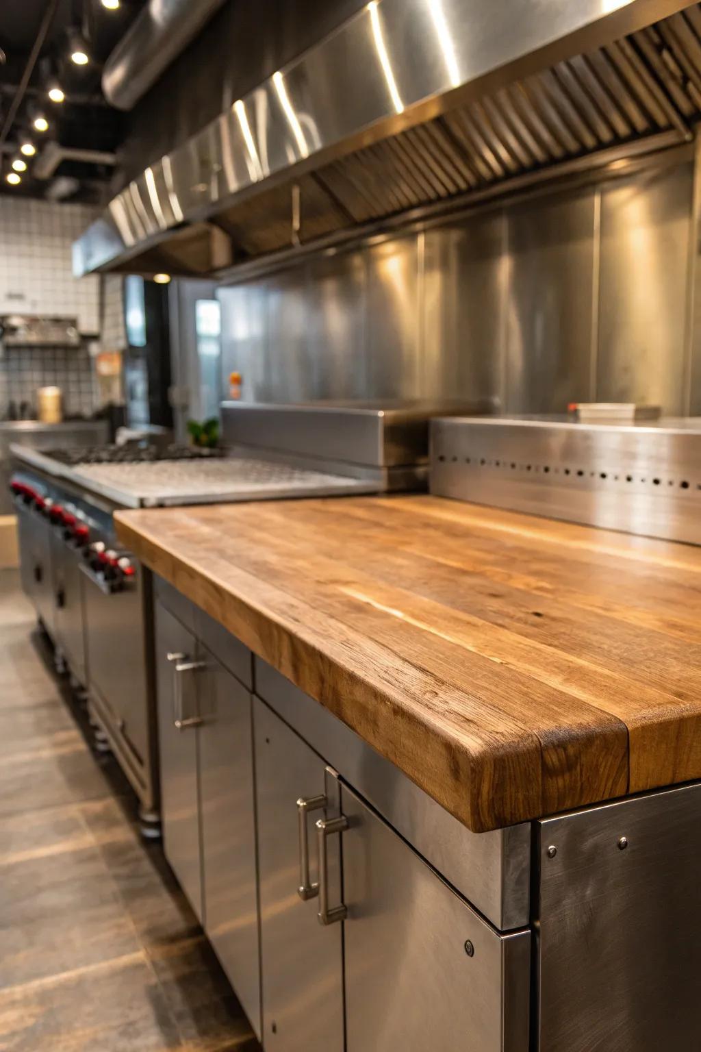 With an aluminum backsplash, achieve industrial chic.