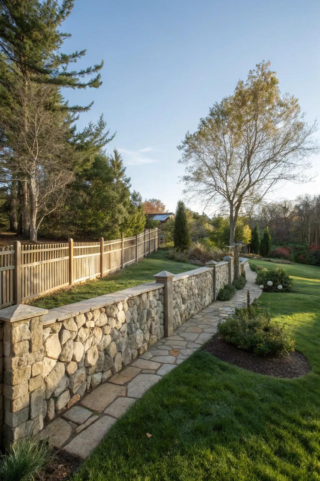 A stone perimeter offers durability and natural harmony.