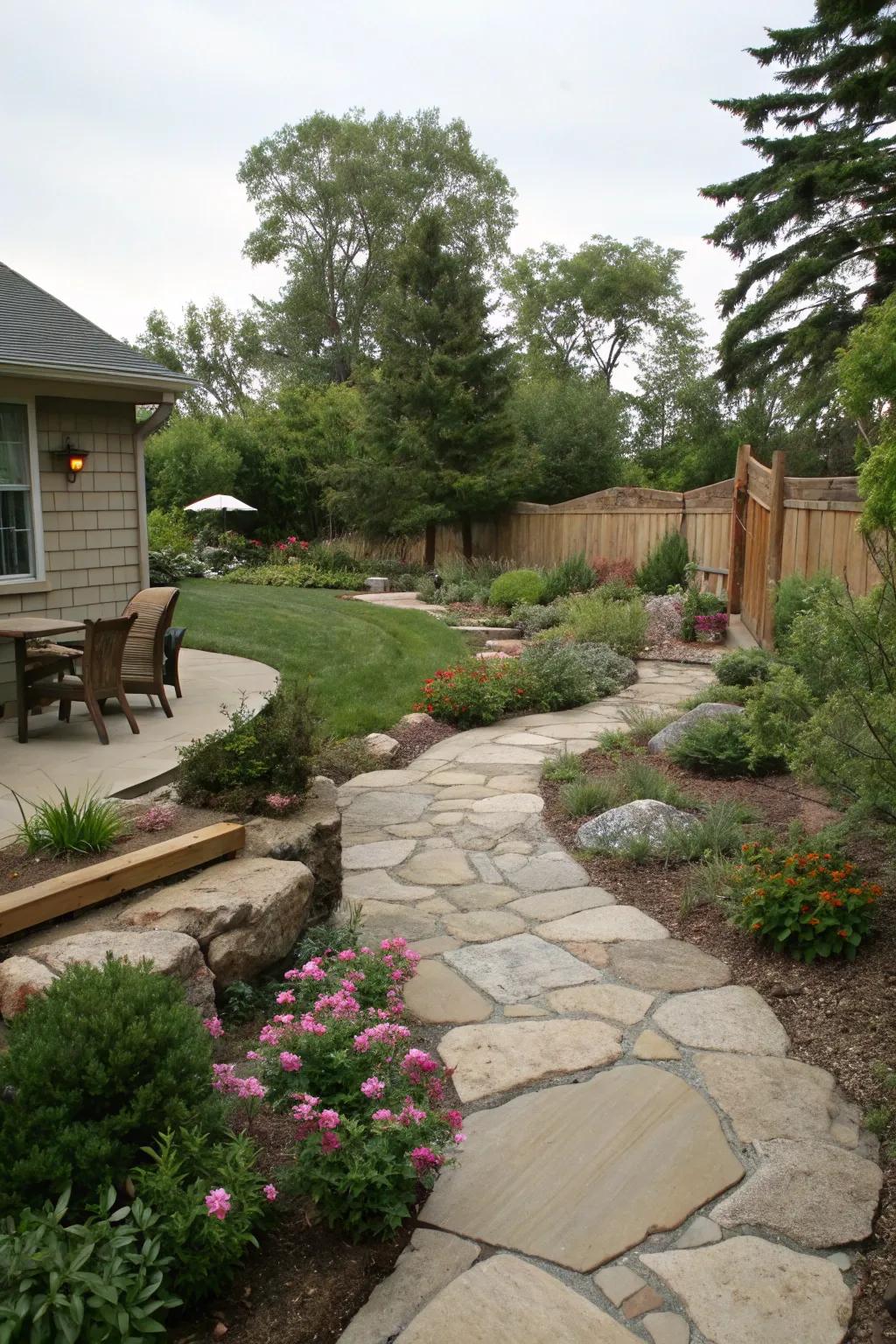 Original stone elements give texture and blend with the surroundings.