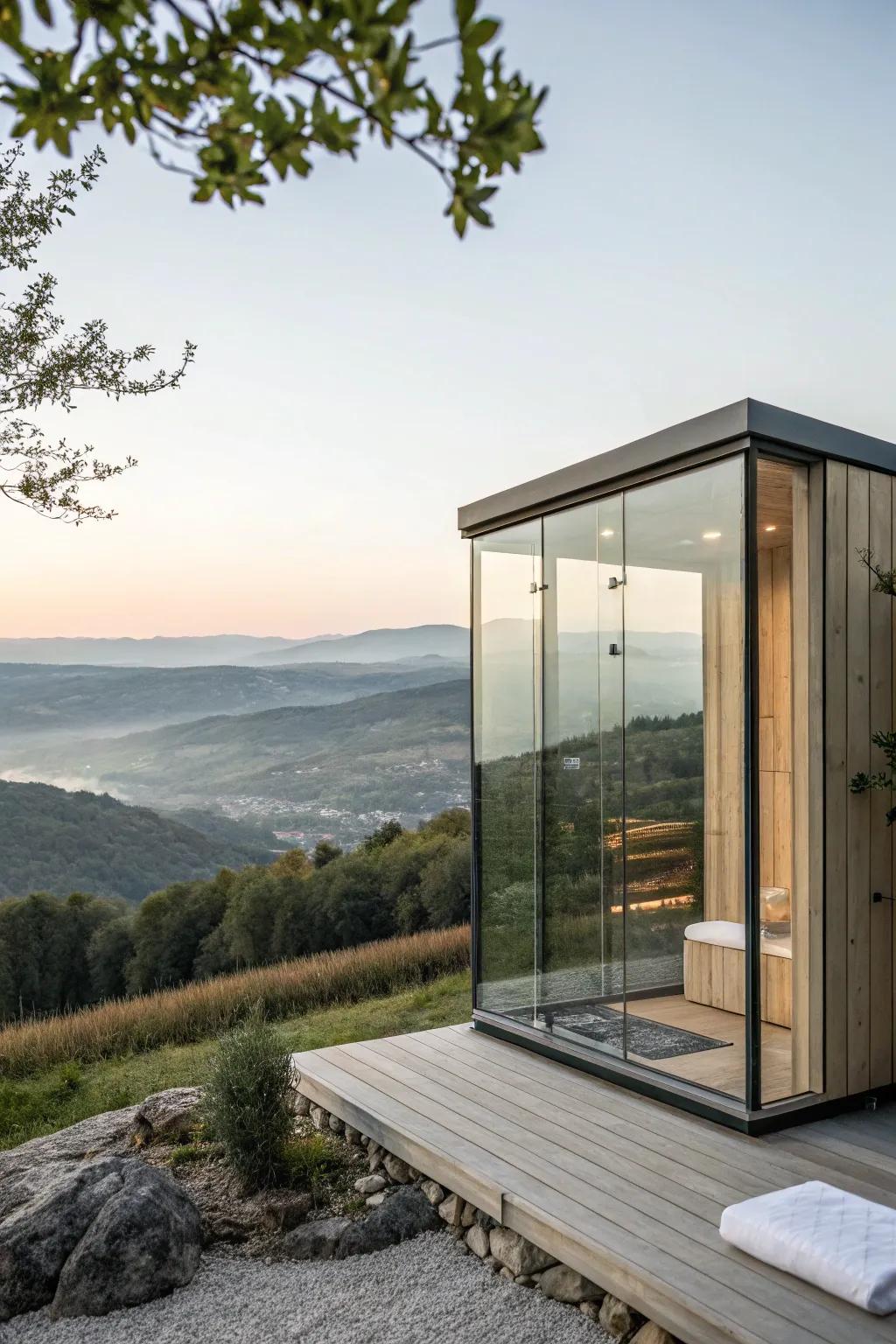 An infinity sauna providing endless views.