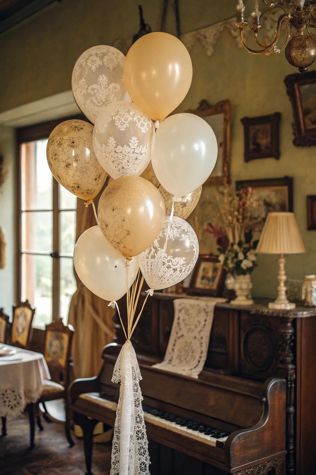 A retro-themed balloon display that enhances classic decor through nostalgic appeal.