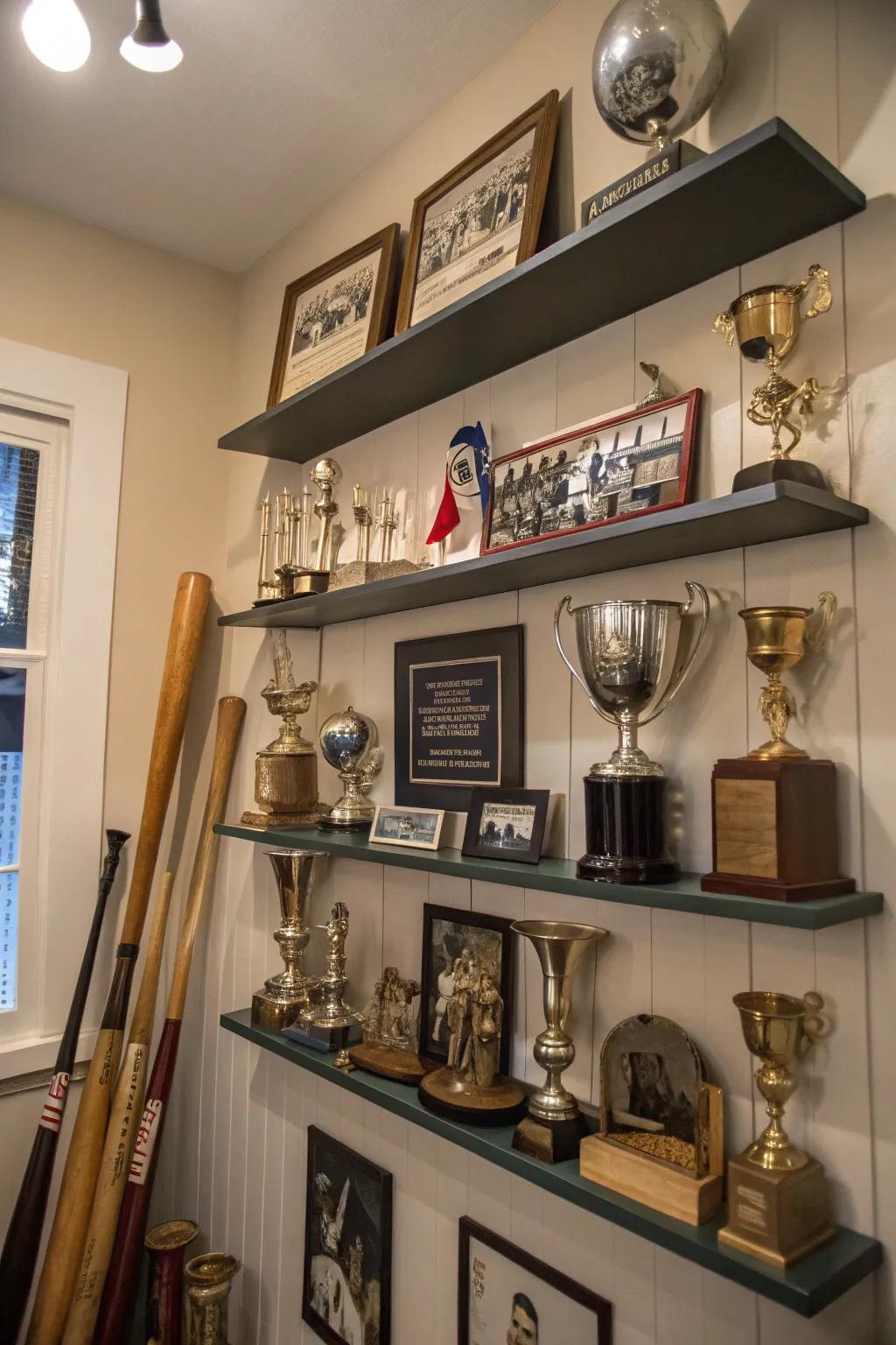 Floating shelves are a stylish way to show off your prized items.