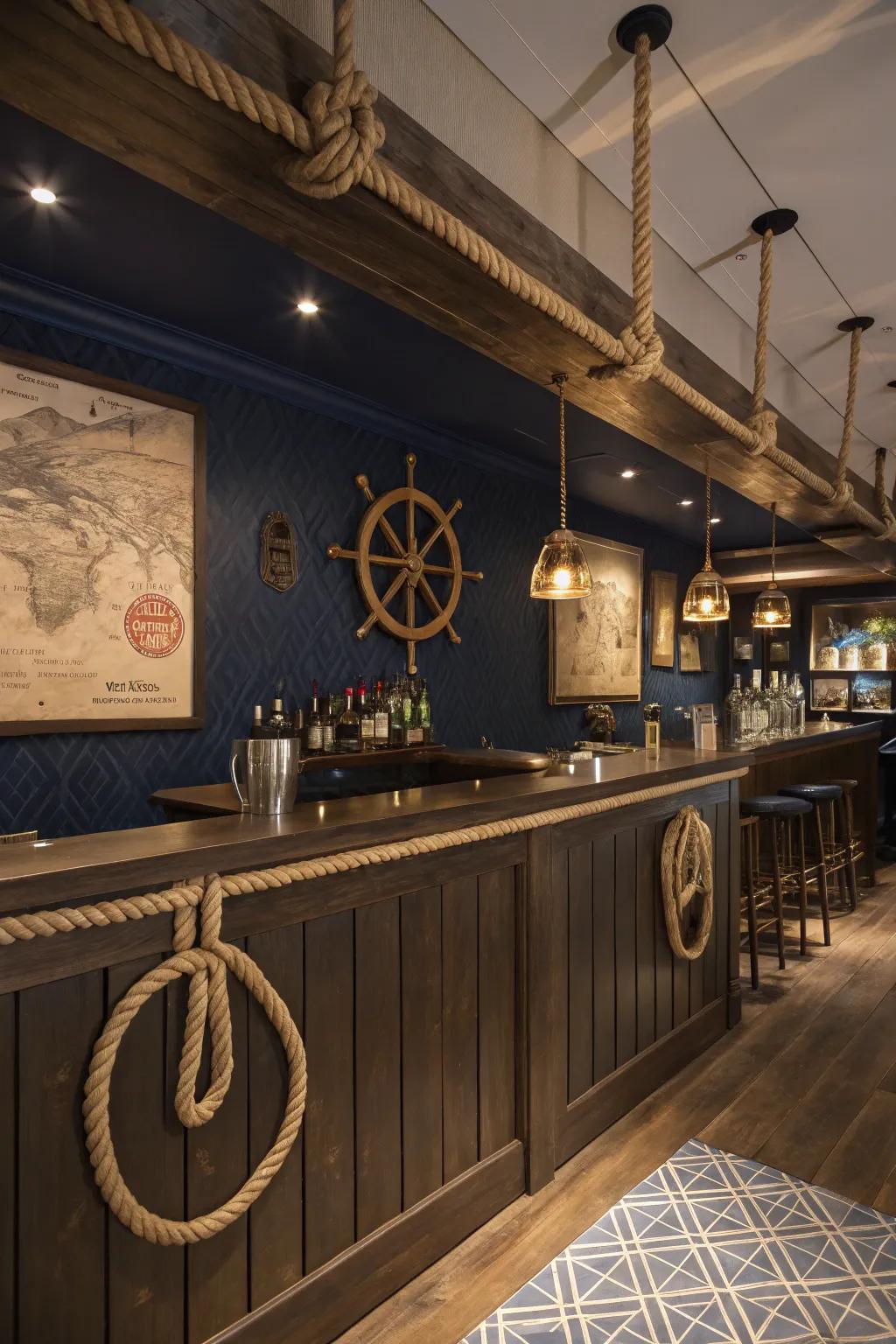 Sail away with an ocean-inspired bar setting.