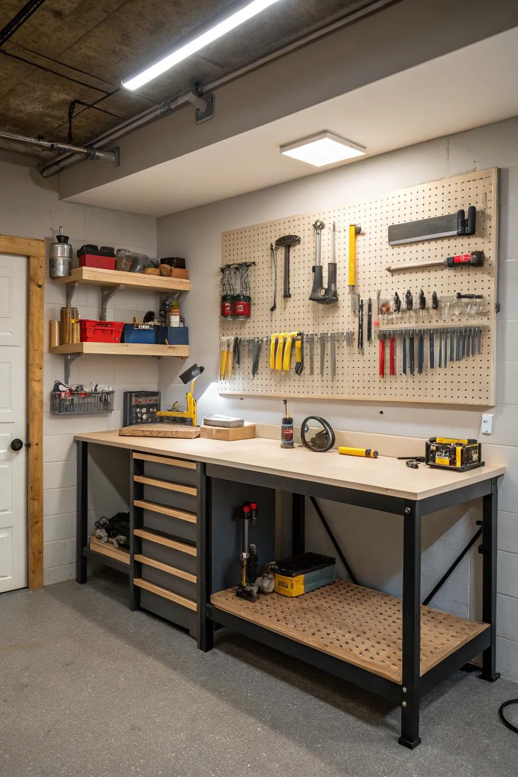 A dedicated workshop area encourages productivity and organization.