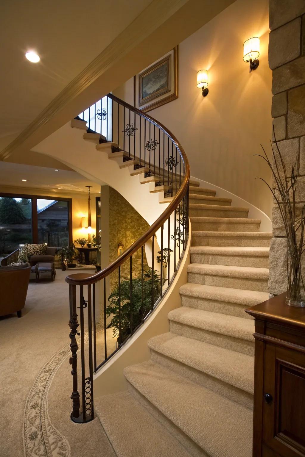 Bended railings bring softness and elegance to your stairs.