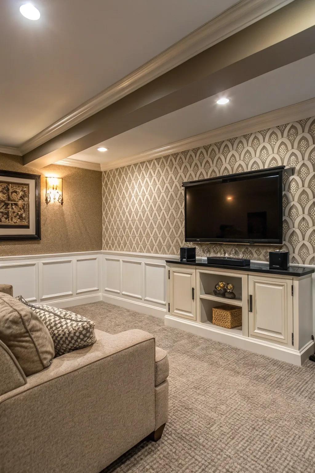 Unique wall finishes add sophistication.