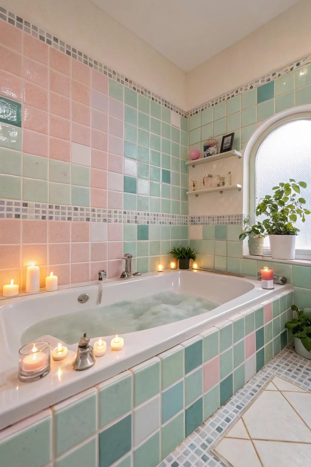 Peaceful retreat enhanced by serene light color tiling